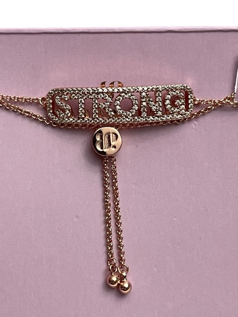 Bomb Party Love Ever After "The Strong Sparkle Bar Bracelet" Rose Gold/CZ NIP
